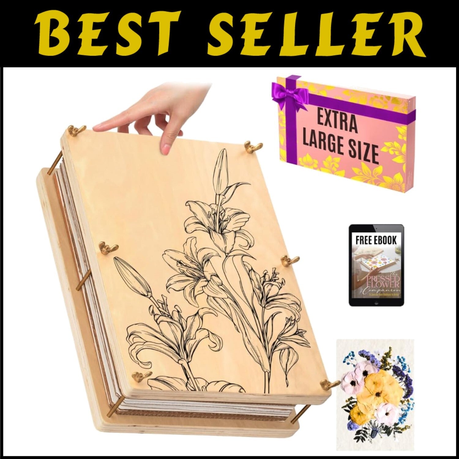 Extra Large Flower Press Kit - Complete Crafting Set with Tutorials for Adults