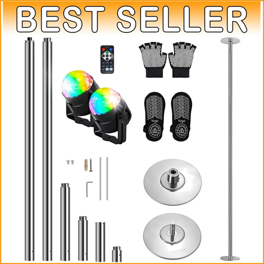 Enhanced Fitness & Dance: 45mm Chrome Pole with Adjustable Height & Party Lights