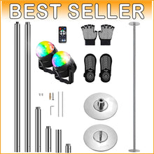 Load image into Gallery viewer, Enhanced Fitness &amp; Dance: 45mm Chrome Pole with Adjustable Height &amp; Party Lights
