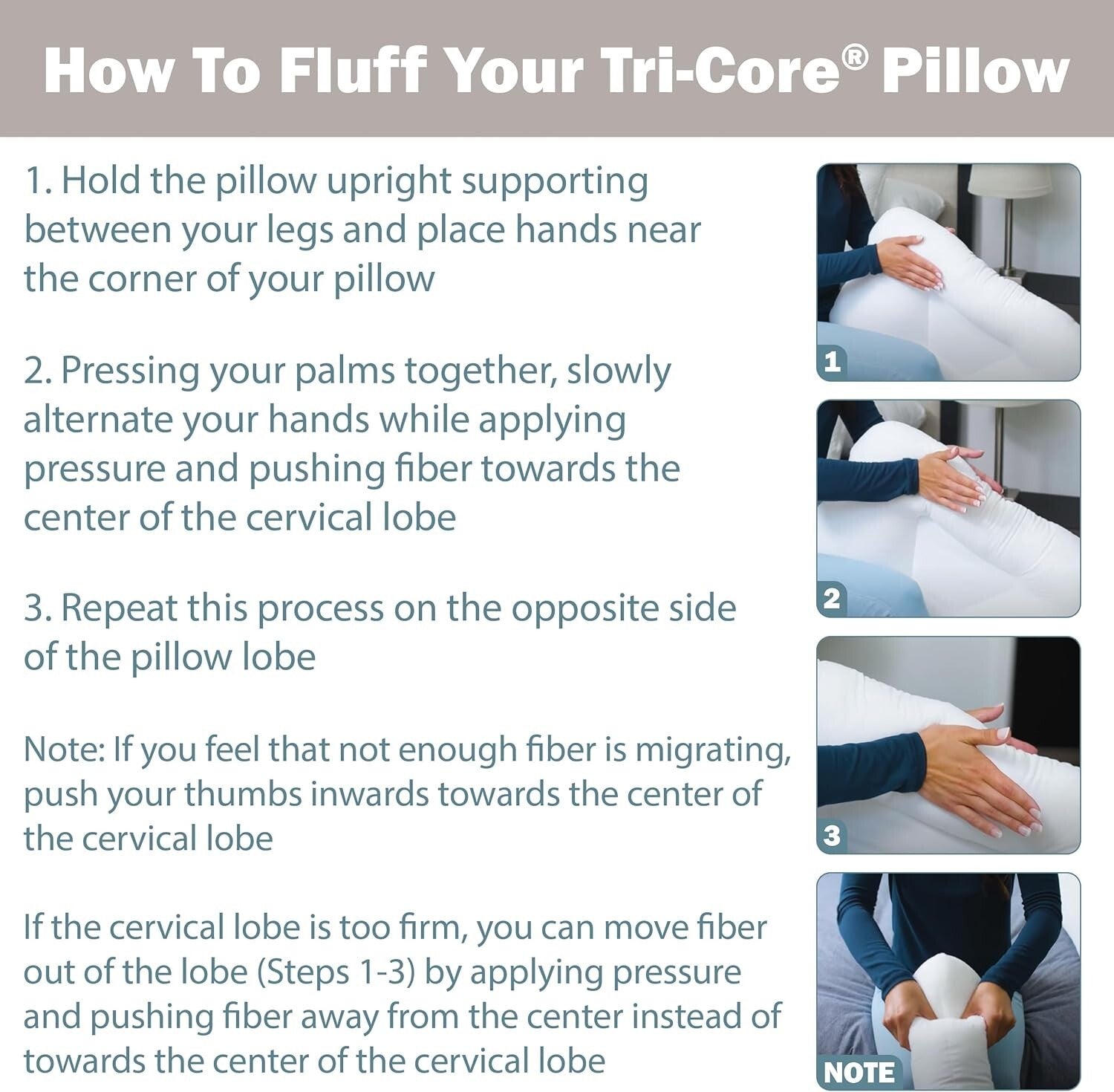 Tri-Core Ergonomic Cervical Support Pillow - Pain Relief for Neck, Back, & Sh...