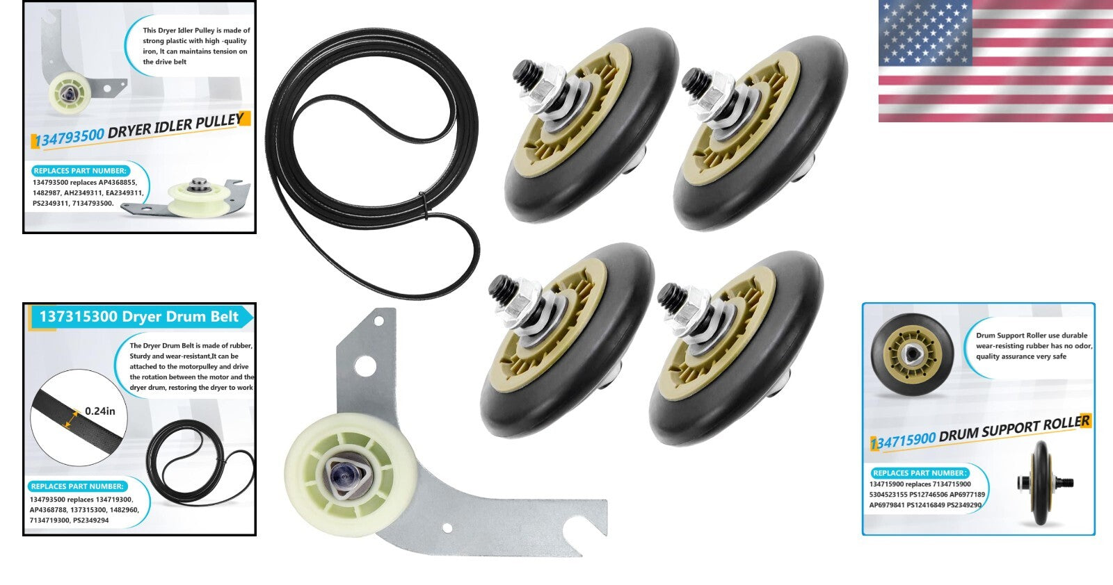 Durable Electrolux & Frigidaire Dryer Repair Kit - 5 Essential Replacement Parts