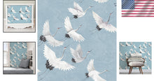 Load image into Gallery viewer, Elegant Halcyon Blue Peel &amp; Stick Wallpaper with Crane Design - 20.5'' x 216''