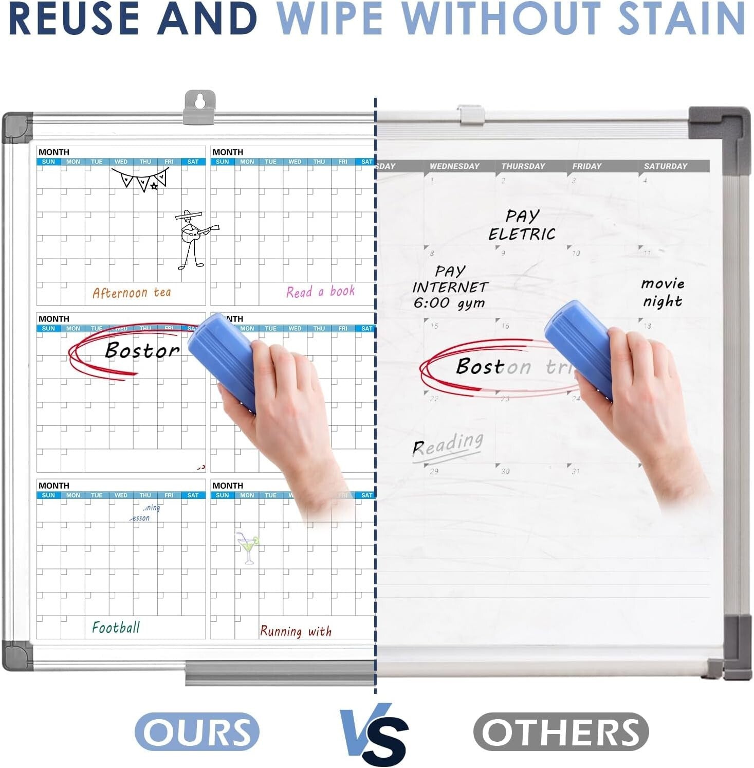 Magnetic Whiteboard Calendar 12-Month Planner - Perfect for Home & Office