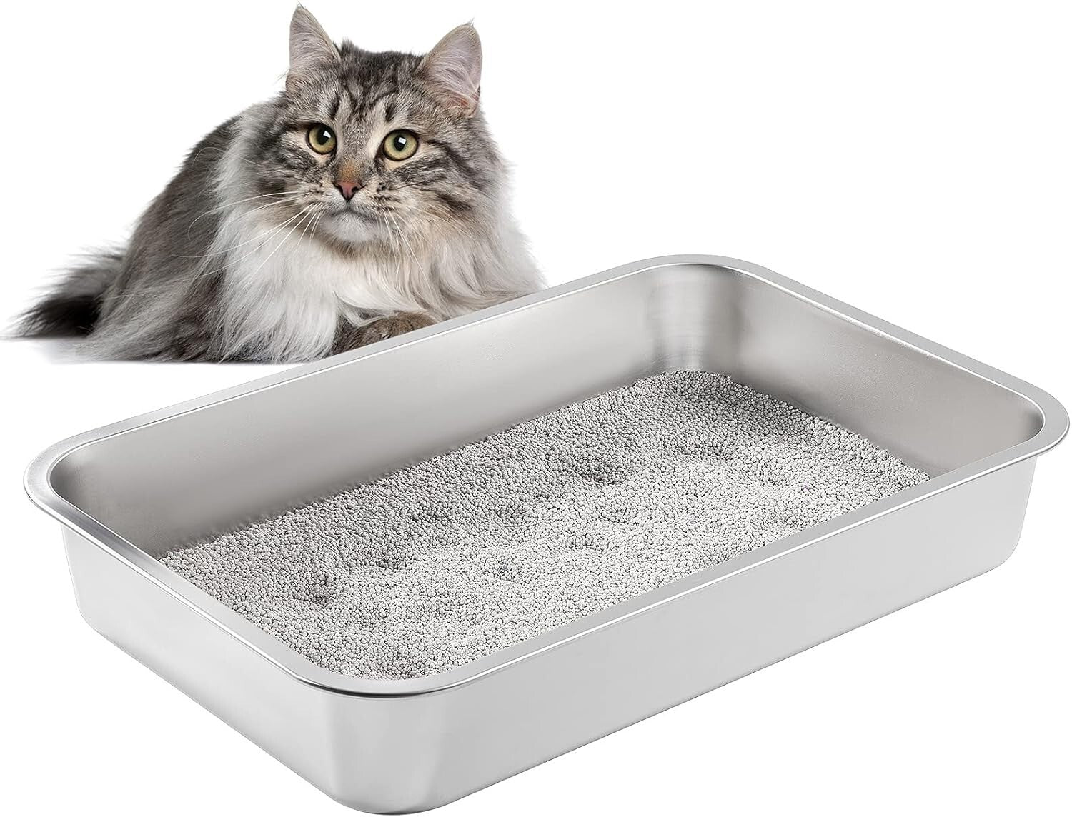 Non-Stick Easy Clean Litter Pan with High Sides for Senior Cats – 24'' x 16''