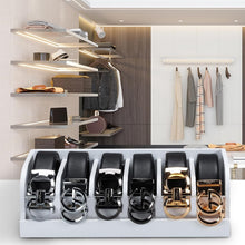 Load image into Gallery viewer, Portable 6-Compartment Bamboo Belt Rack - Stylish Organizer for Closet &amp; Drawer