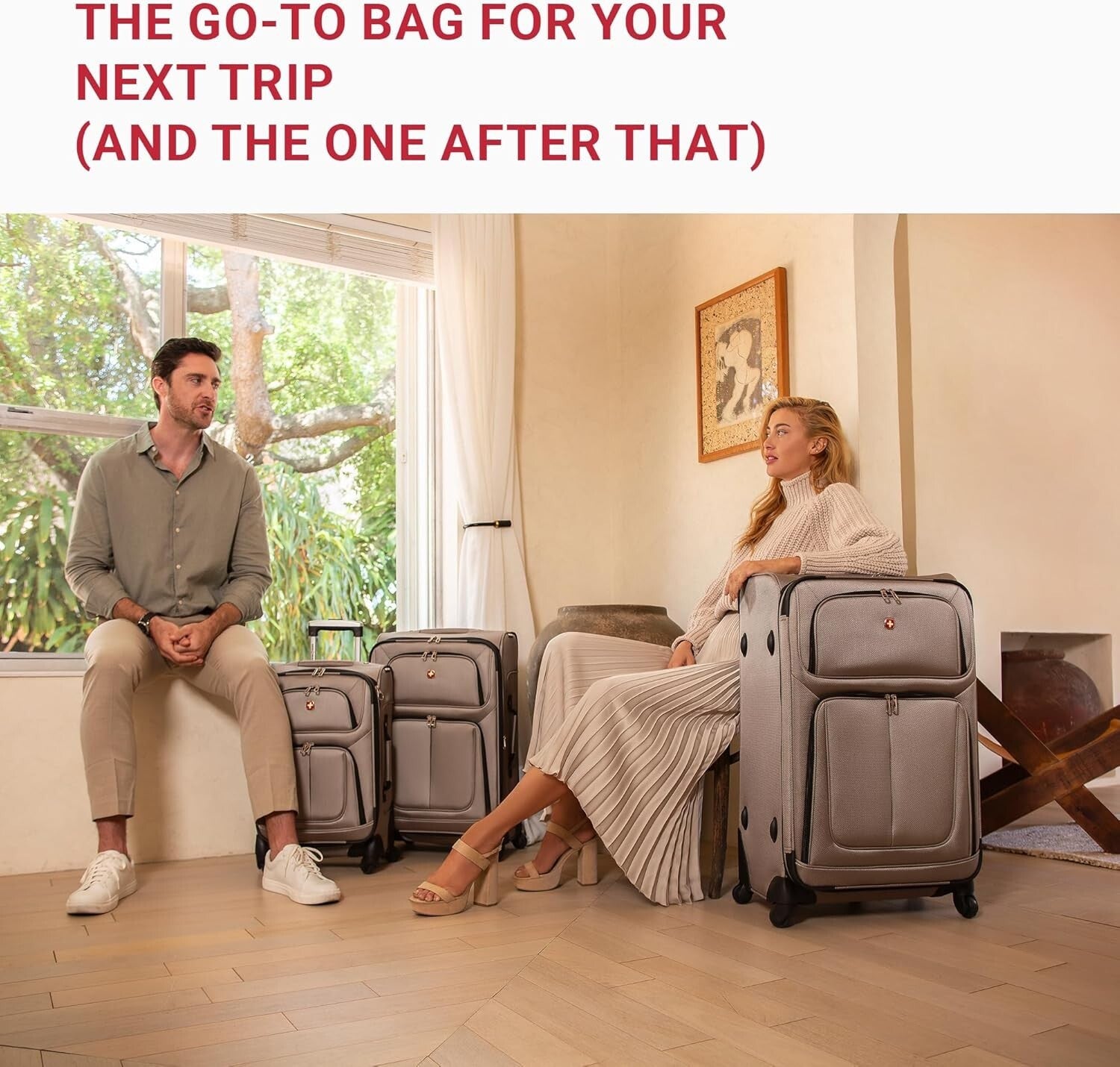 Elegant Blue 21-Inch Expandable Carry-On Luggage with 360° Wheels and Wet Bag