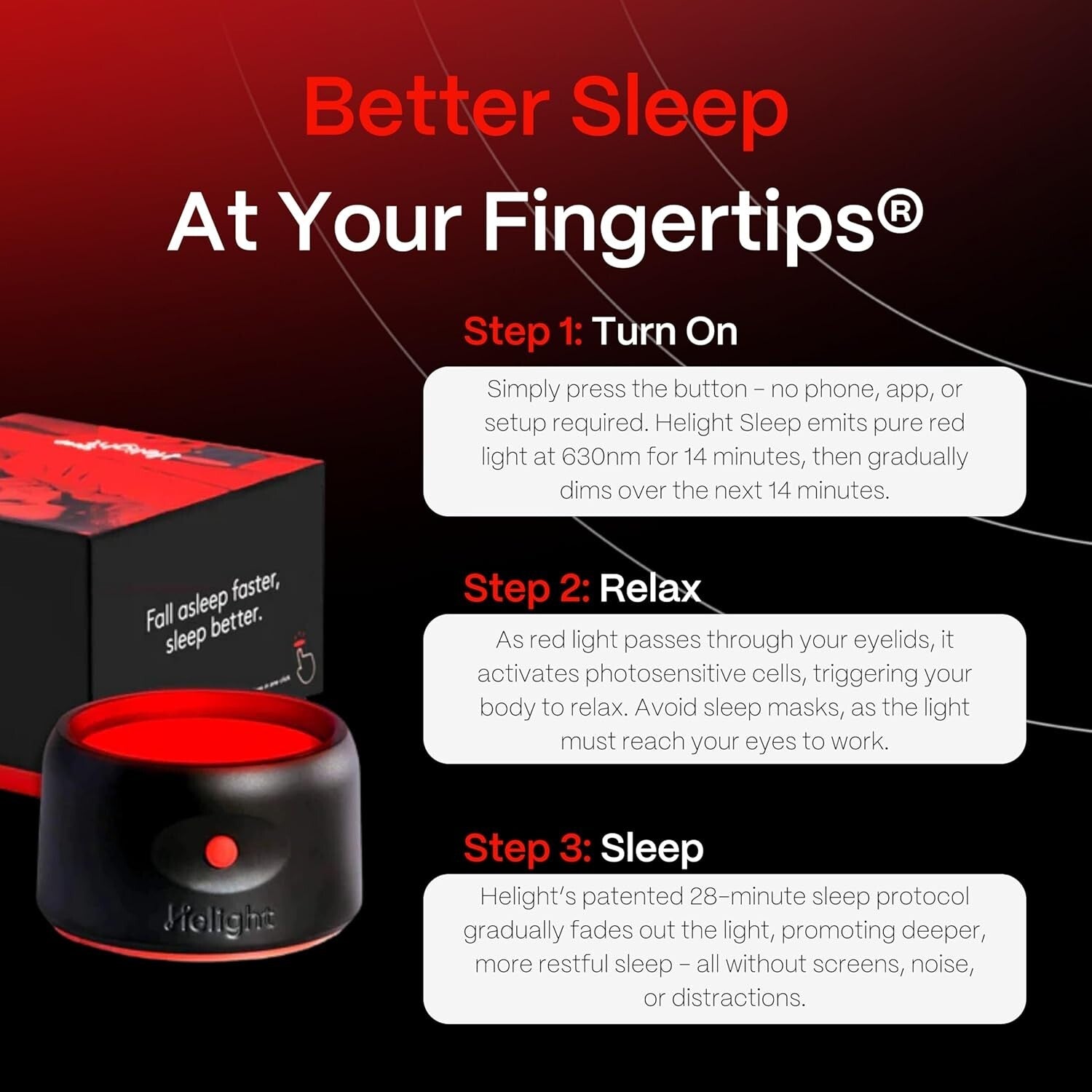 Rechargeable 630nm Red Light Sleep Aid for Kids & Adults – Travel-Friendly
