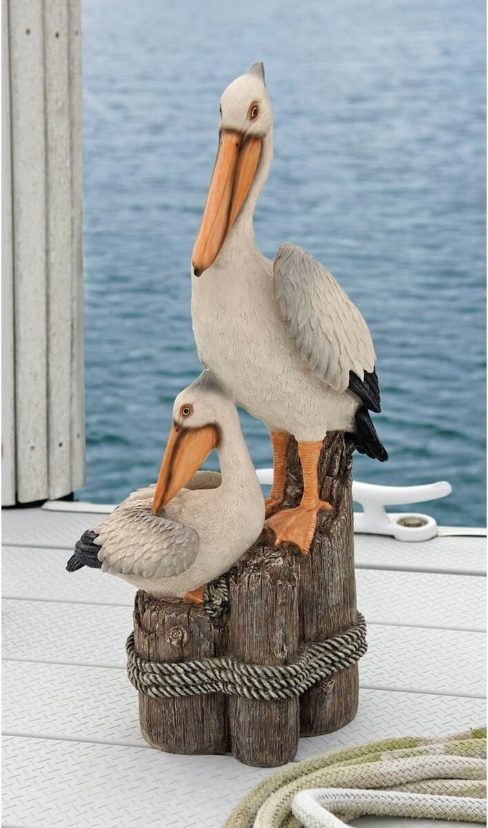 Freestanding 24-Inch Pelican Statue - Weatherproof Oceanic Decor for All Seasons