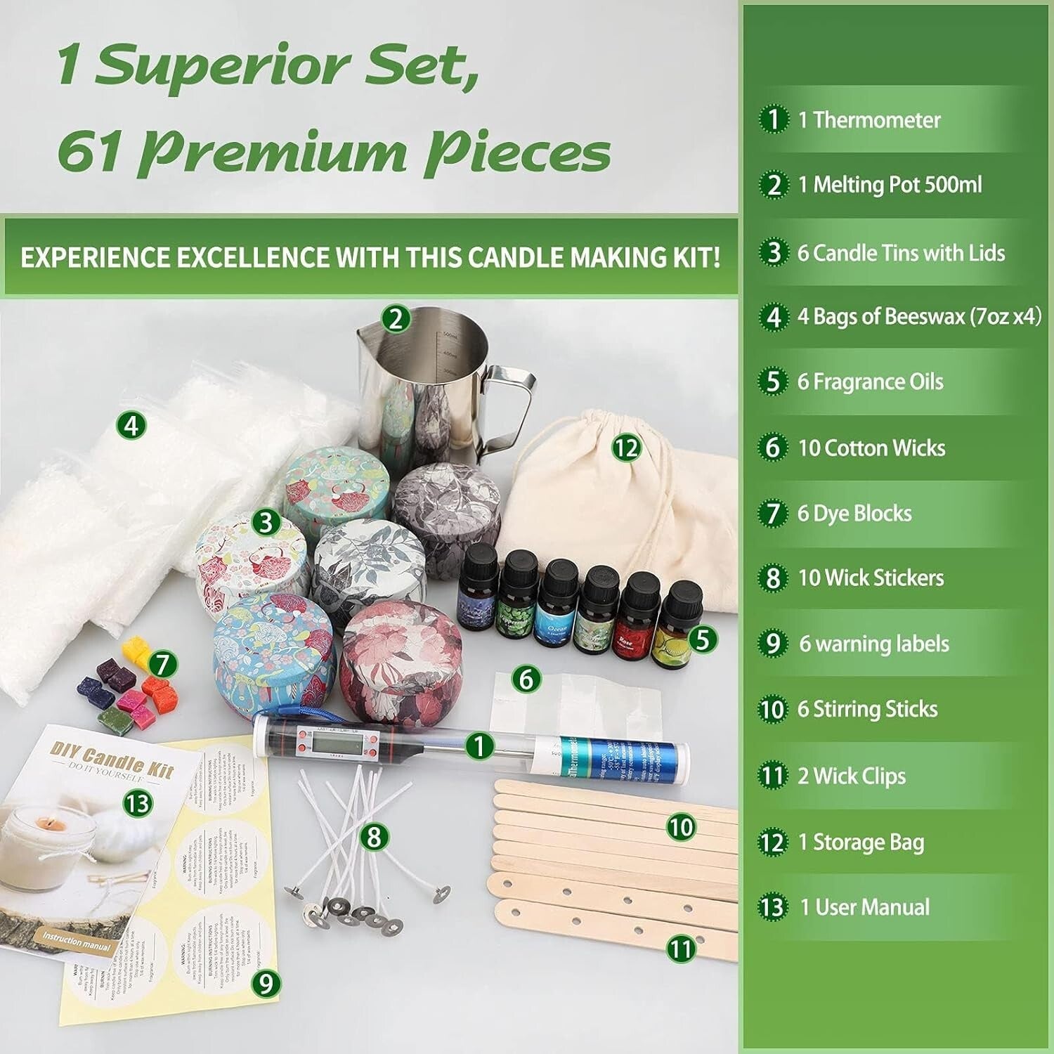 All-Season DIY Candle Making Gift Kit with Melting Pot & Fragrance Essentials