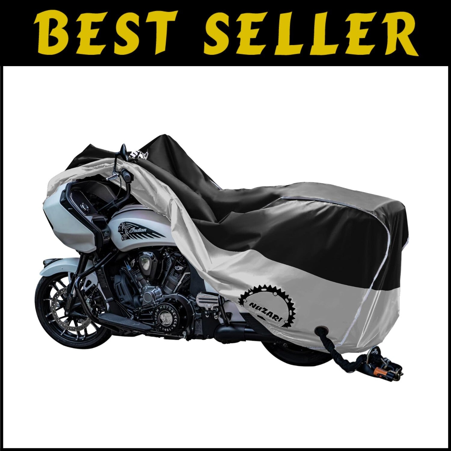Breathable Extra Large Motorcycle Cover with Lockable Grommets and Luggage Strap