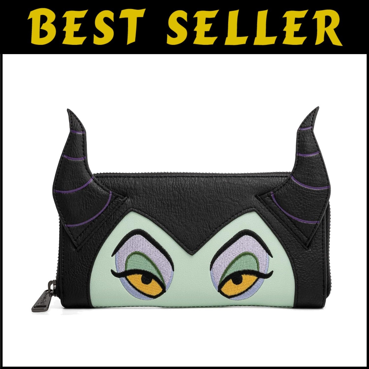 Sleeping Beauty Maleficent Face Wallet - 8 Card Slots & Zippered Coin Pocket