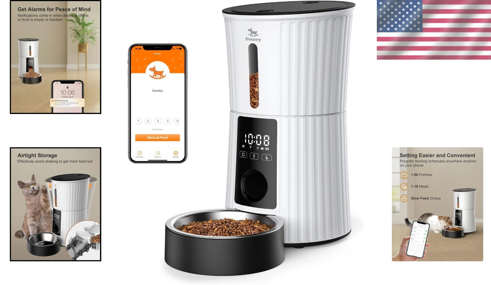 BPA-Free Wi-Fi Dry Food Dispenser for Cats & Small Dogs - 20 Days of Freshness