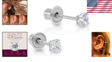 Load image into Gallery viewer, Versatile 2.5mm Cubic Zirconia and White Gold Studs - Gift-Ready Jewelry Box