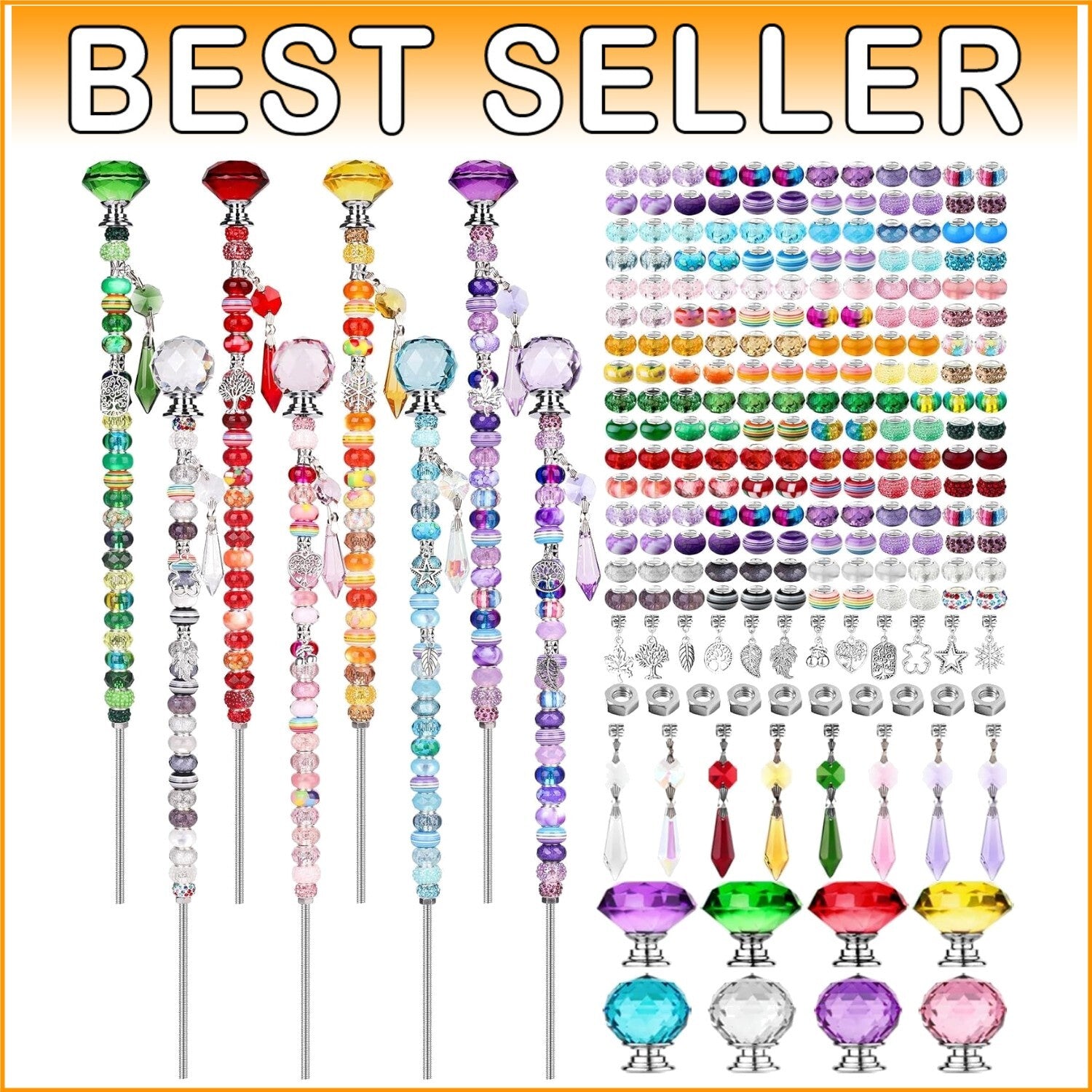 All-Season DIY Fairy Wand Garden Stake Kit - 238 Beads, Pendants, and Components