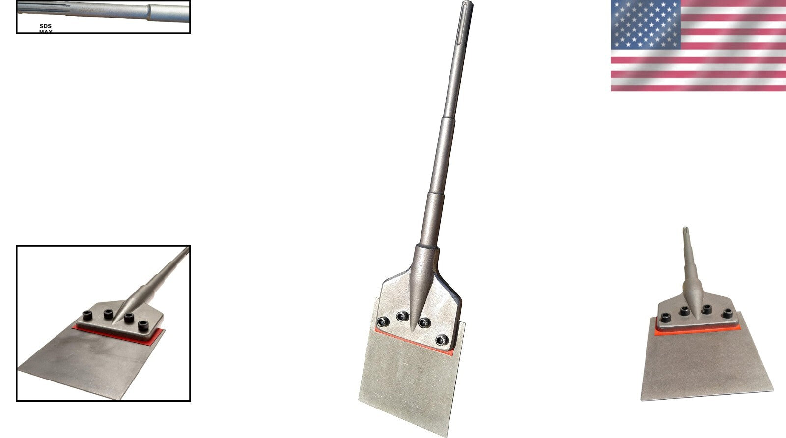 Durable 6" Wide Floor Scraper with SDS Max Shank for Efficient Tile Removal