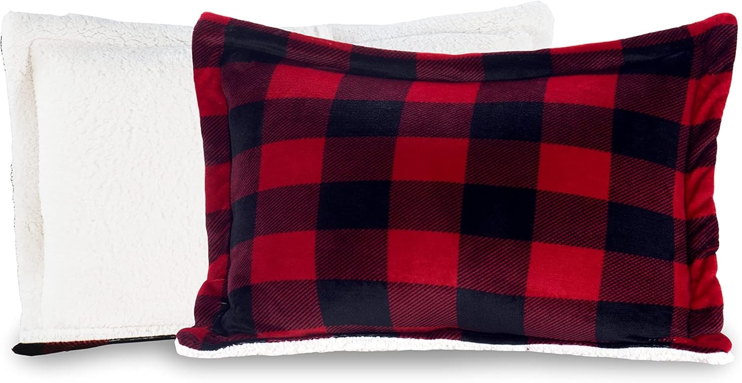 Cozy King Comforter Set - Reversible Micromink Plaid with Pillow Shams, Washable