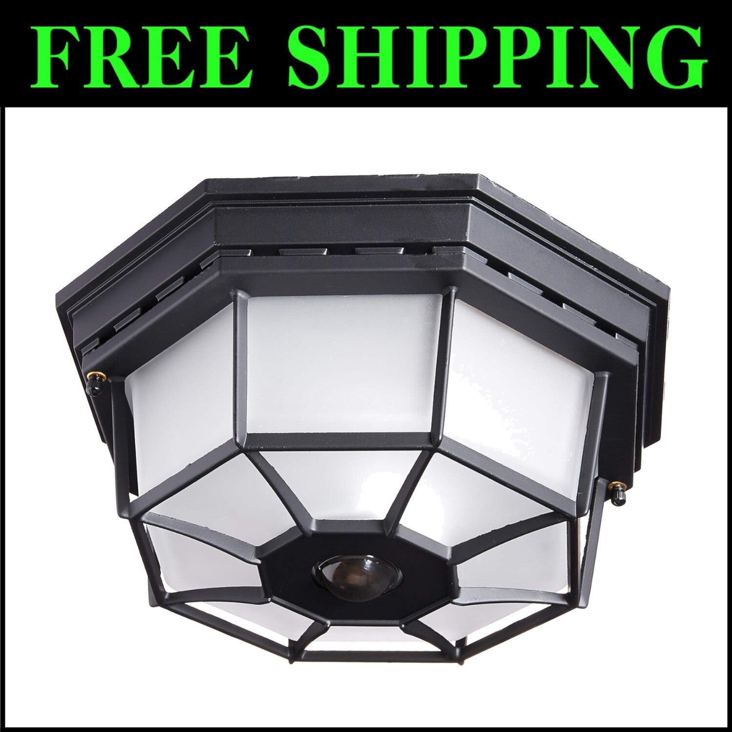 Elegant 360-Degree Motion Sensor Ceiling Light in Black - Remote Controlled