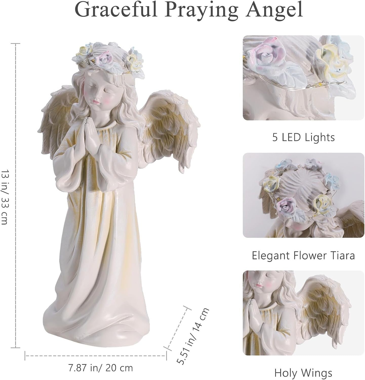 Solar Angel Garden Statue - Waterproof Praying Angel Figurine for Outdoor Decor
