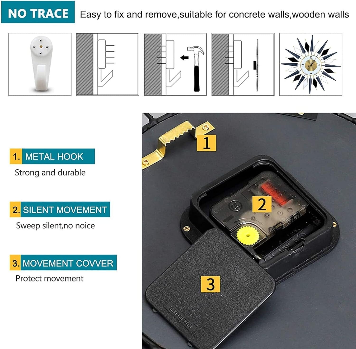 Elegant 28-Inch Decorative Wall Clock - Silent Movement for Living Spaces