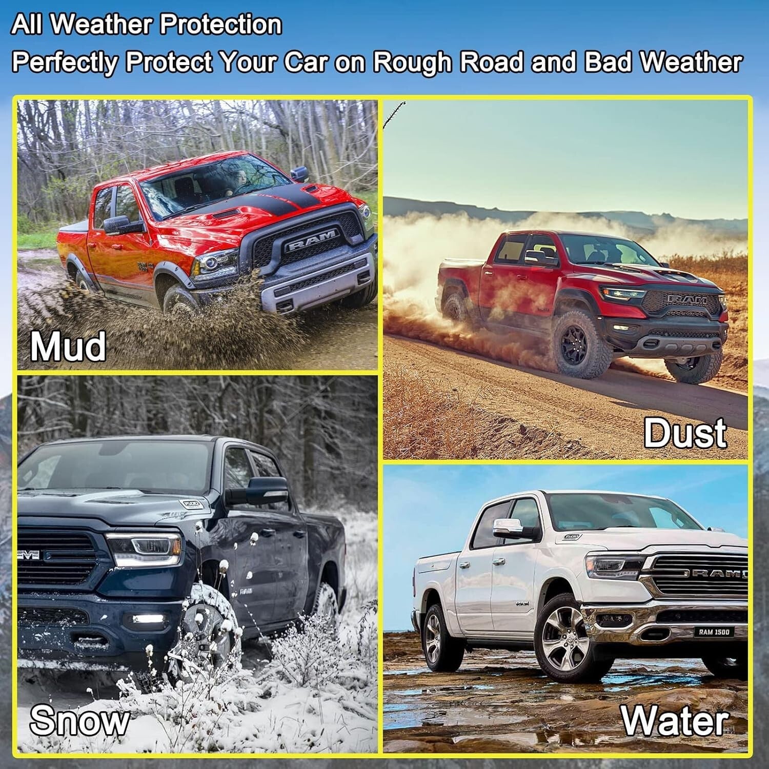 Durable ABS Mud Flaps Splash Guards Set for 2019-2024 Ram 1500 with Flares