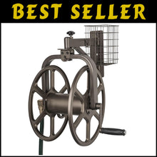 Load image into Gallery viewer, Rotating Bronze Hose Reel Holds 125ft Hose: Garden Essentials for Neat Storage