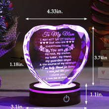 Load image into Gallery viewer, Personalized Crystal Keepsake for Mom - Heart Design with Vibrant LED Base