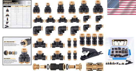 Premium Brass Air Brake Line Connectors - 31PCS Push to Connect Repair Kit