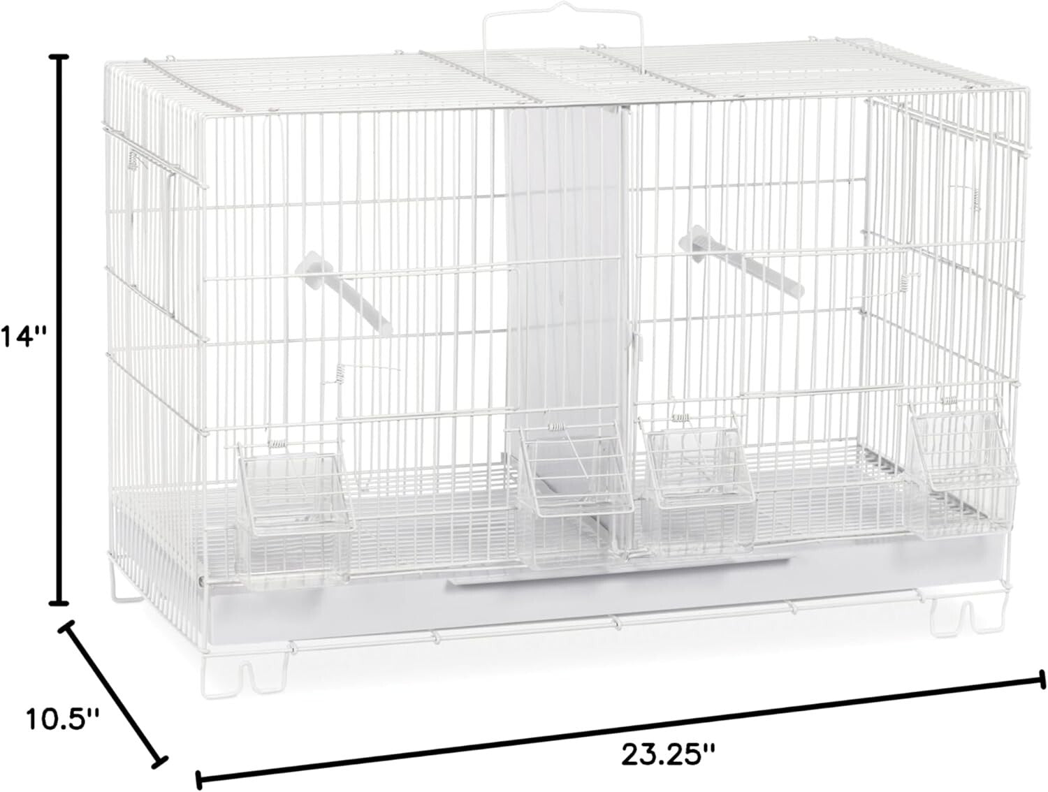 White Stackable Breeder Cage with Feeder Cups and Perch - Ideal for Small Breeds