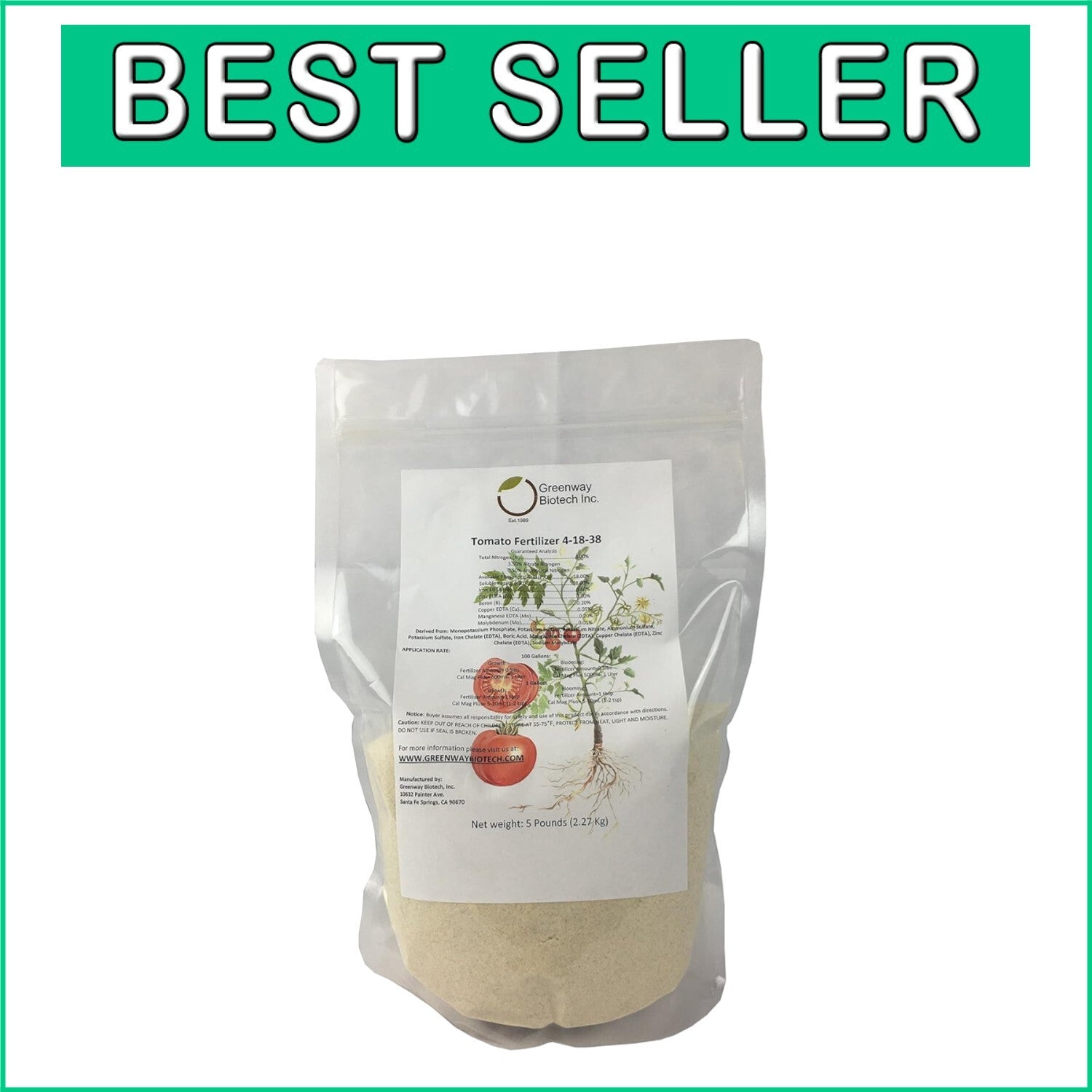 5 Pounds Greenway Tomato Fertilizer Powder 4-18-38 - Perfect for Healthy Plants