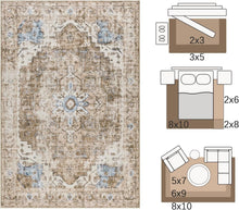Load image into Gallery viewer, Soft Medallion Brick Red 5x7 Indoor Rug – Lightweight Non-Slip Elegant Design