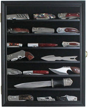 Load image into Gallery viewer, Elegant Black Knife Display Cabinet with Anti-Theft Lock and Custom Shelves