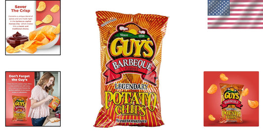 Bulk 15-Pack of Guy's BBQ Potato Chips - Crispy, Gluten-Free Snack Delight