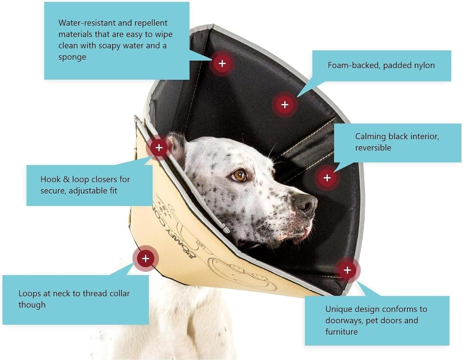 Reversible Tan and Black Pet Cone Collar for Dogs & Cats | Post-Surgery Relief