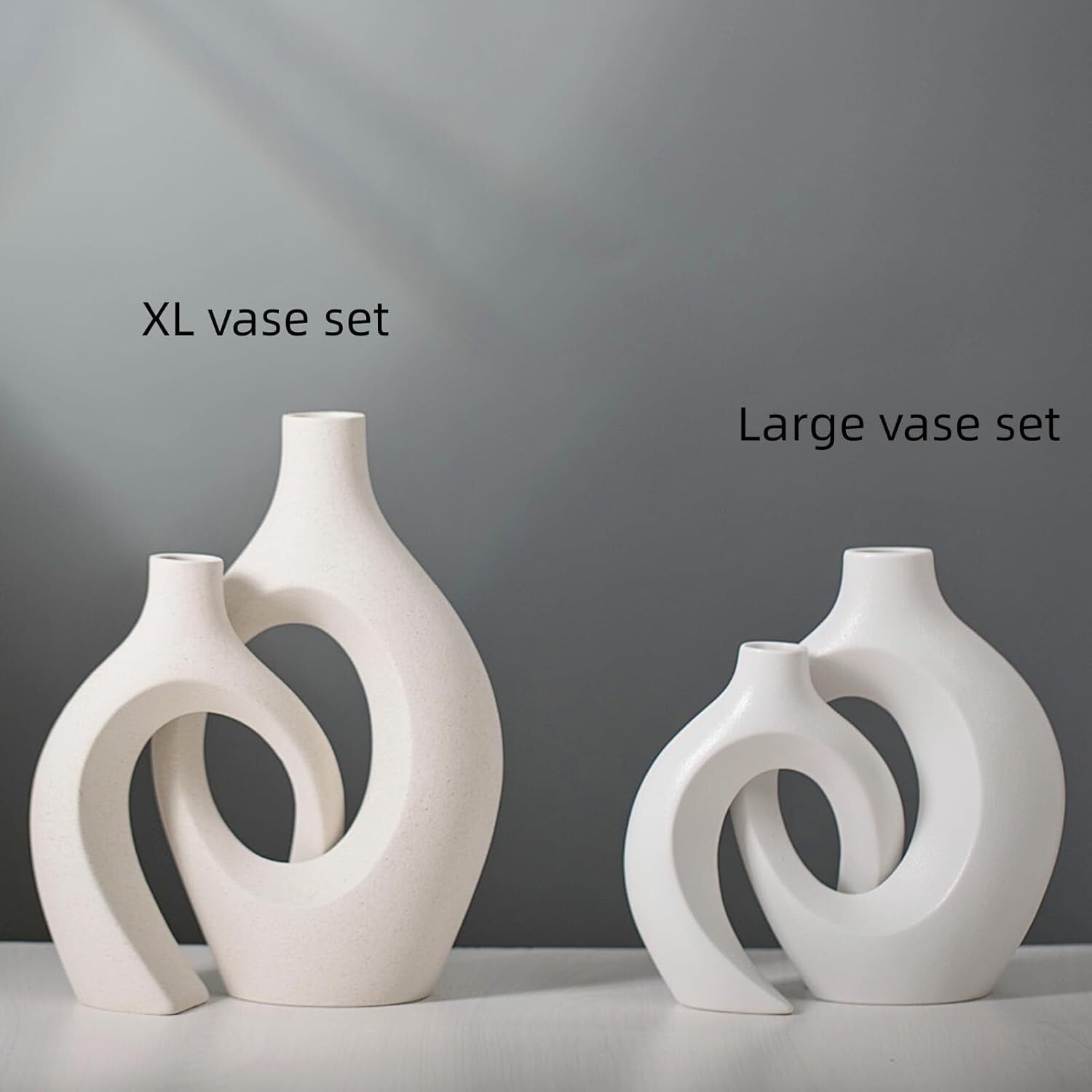 Elegant XL Handmade Beige Ceramic Vases Set - Perfect for Stylish Centerpieces