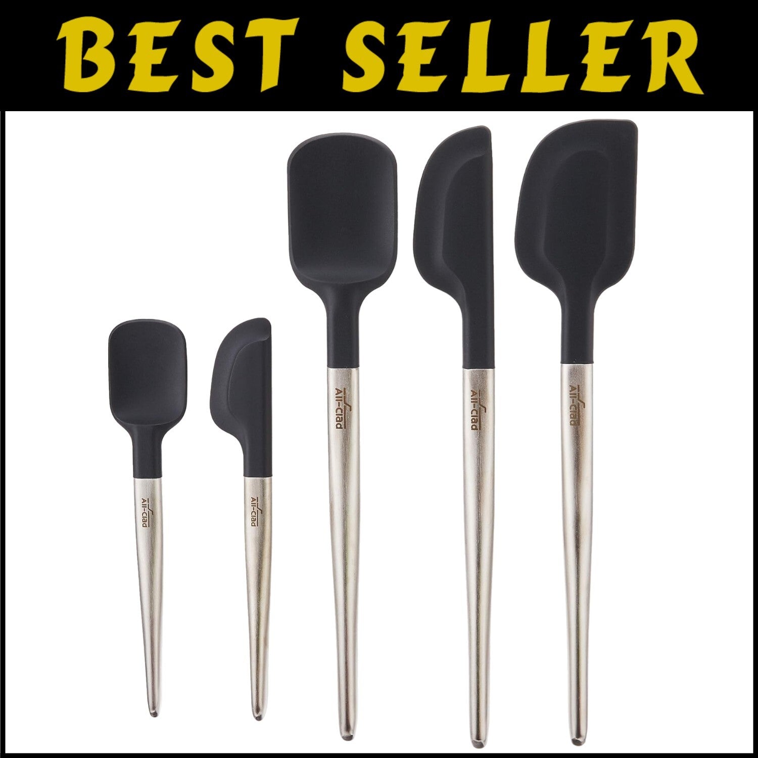 5-Piece Heat-Resistant Silicone and Steel Kitchen Gadget Set - Dishwasher Safe