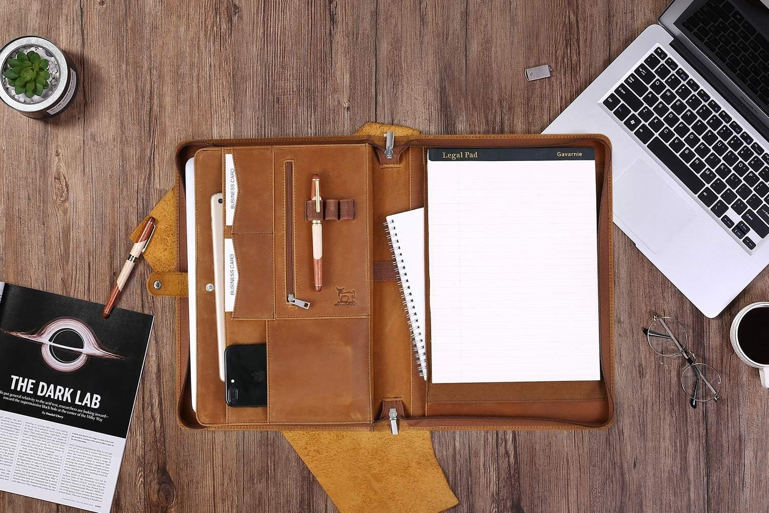 Spacious Leather Padfolio Folder with Notepad - Ideal for Business and Studies
