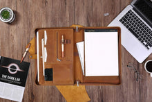 Load image into Gallery viewer, Spacious Leather Padfolio Folder with Notepad - Ideal for Business and Studies