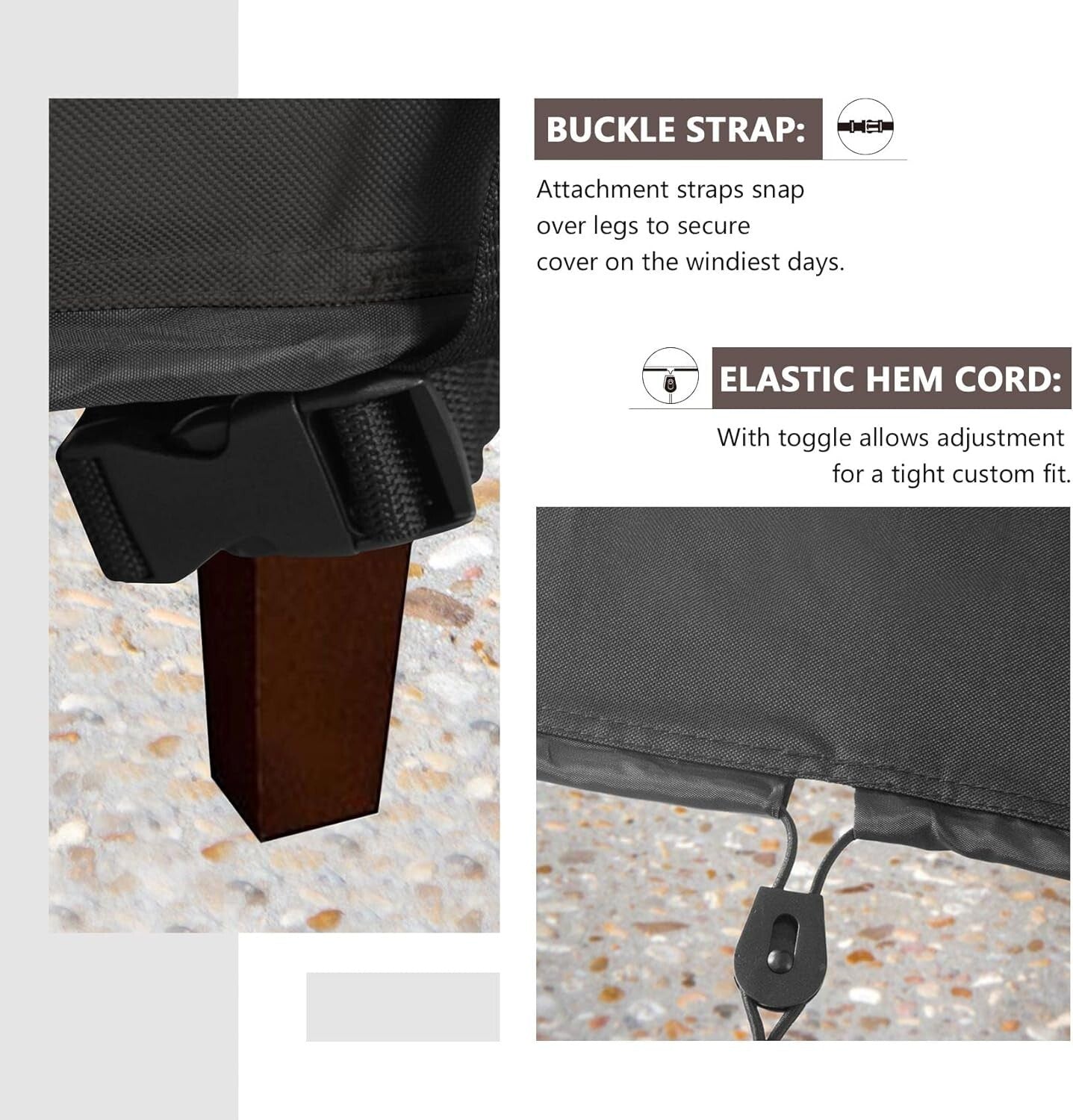 Secure & Stylish Black Lounge Chair Covers - Waterproof 2-Pack for Outdoor Use