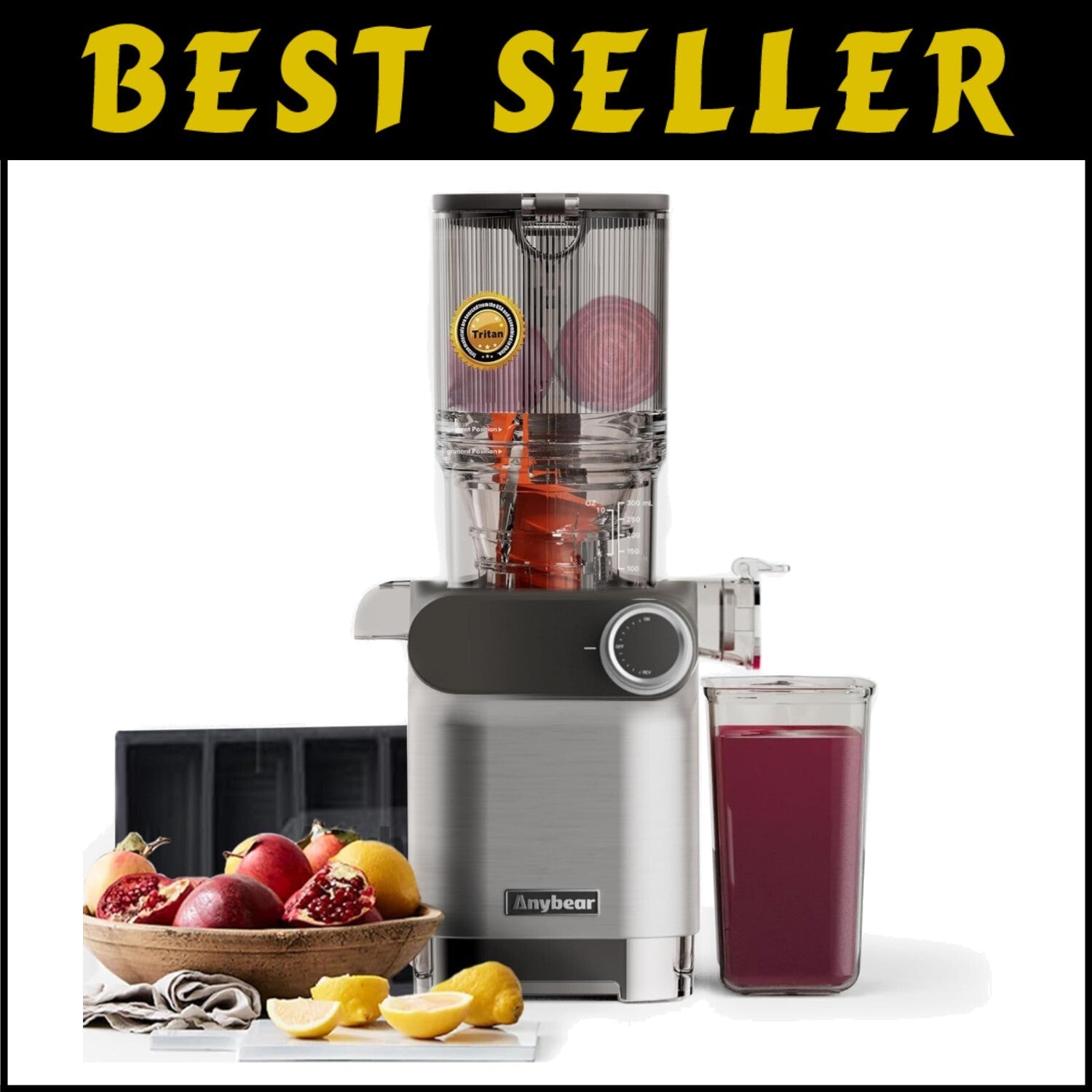 High-Torque Slow Juicer: 4.3" Large Feed Chute & Baby Food-Grade Material