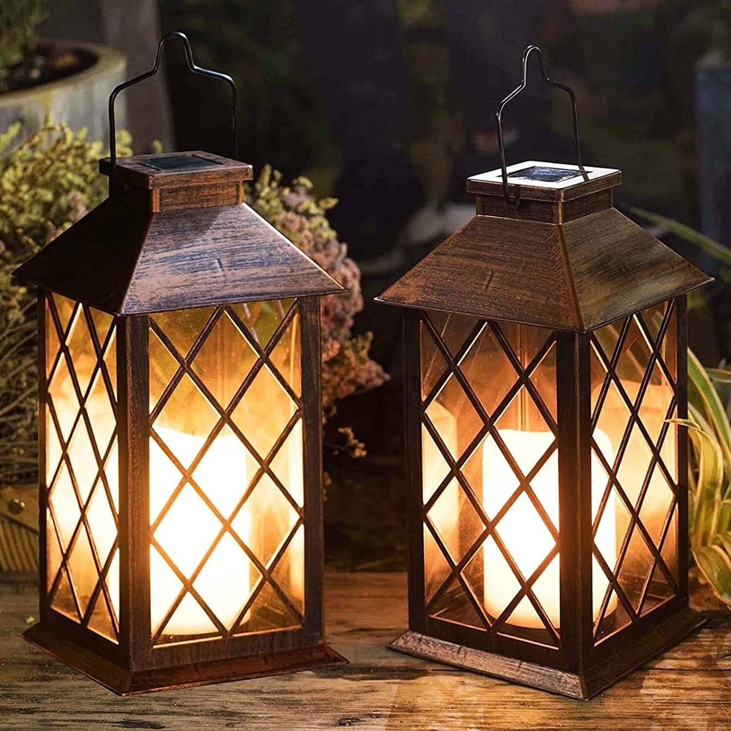 Waterproof Solar Powered 14" Lanterns – Stylish Flickering Candle for Outdoors