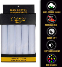 Load image into Gallery viewer, Classic Men's Handkerchiefs - 100% Cotton, Machine Washable, Pack of 5