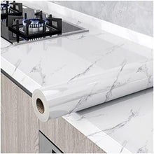 Load image into Gallery viewer, Glossy Marble Peel and Stick Wallpaper - Gray/White Durable Countertop Film