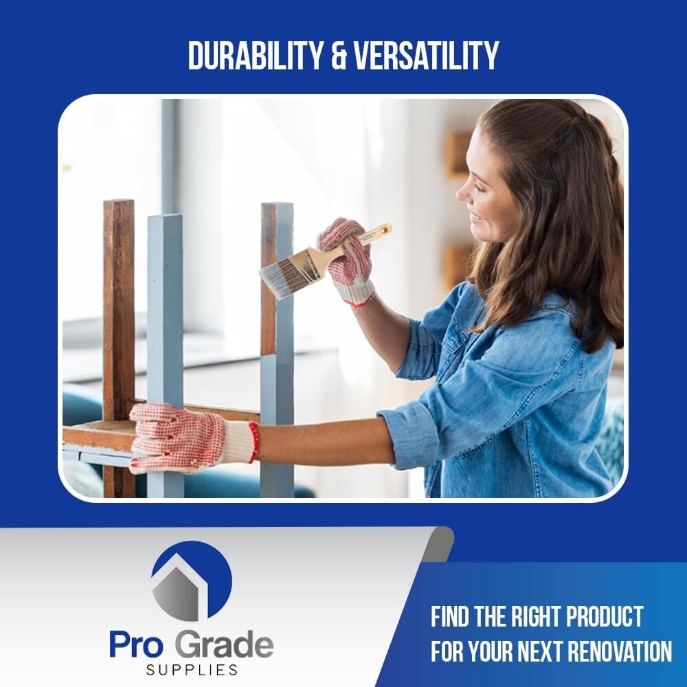 12-Pack 3" Angle Paint Brushes - Synthetic Bristles for Precision & Durability