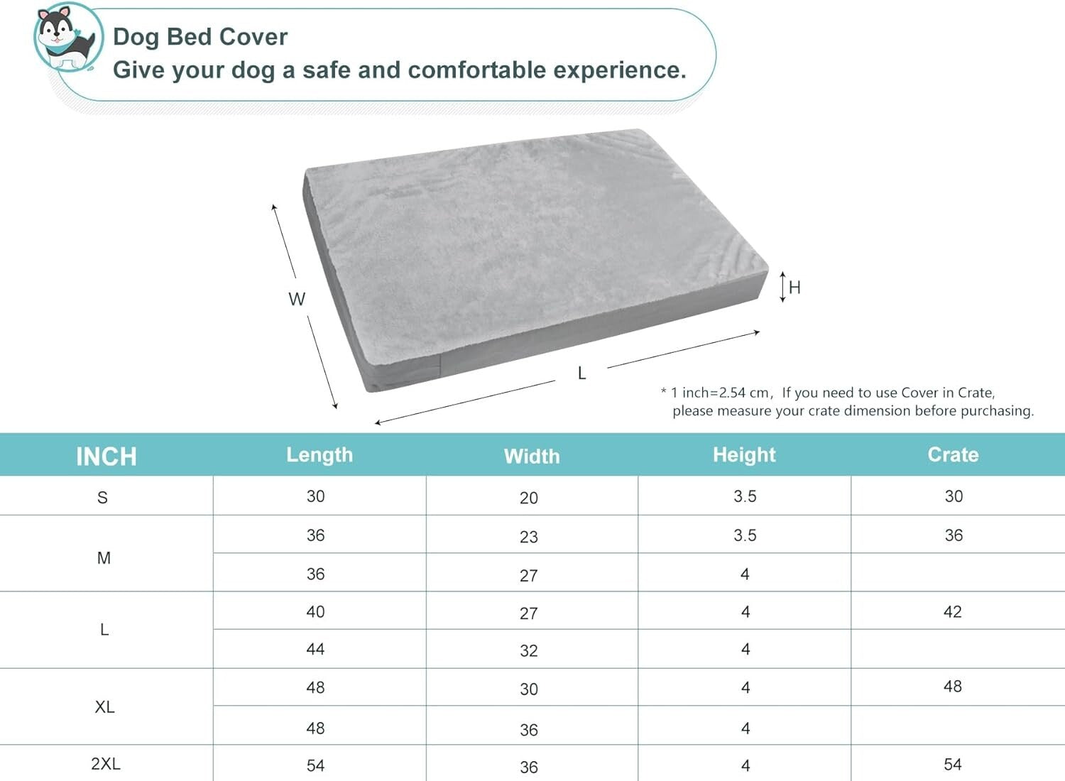 Heavy-Duty Waterproof Dog Bed Cover, Fluffy Design 48"L x 36"W for Large Pets