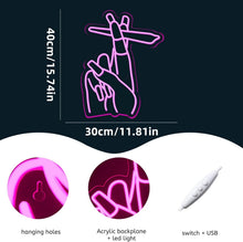 Load image into Gallery viewer, DIY Wall-Mounted Pink Hand Neon Sign with Chain and Hooks - Stylish Display