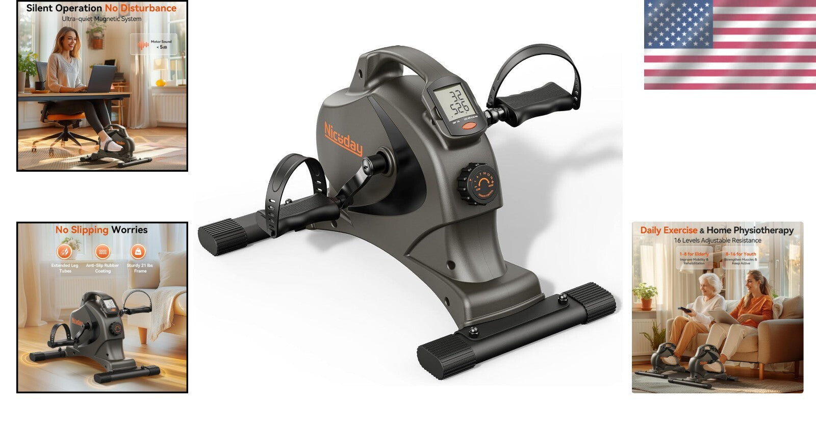 Versatile Office Bike Pedal Exerciser with Magnetic Resistance, Ideal for Rehab