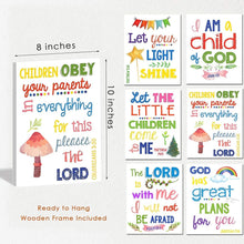 Load image into Gallery viewer, Set of 6 Framed Bible Verse Wall Decor - Inspirational Kids Room Art 8X10