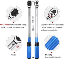 Load image into Gallery viewer, Precision 1/2-Inch Drive Click Torque Wrench Set - 10-160ft.lb Adjustable