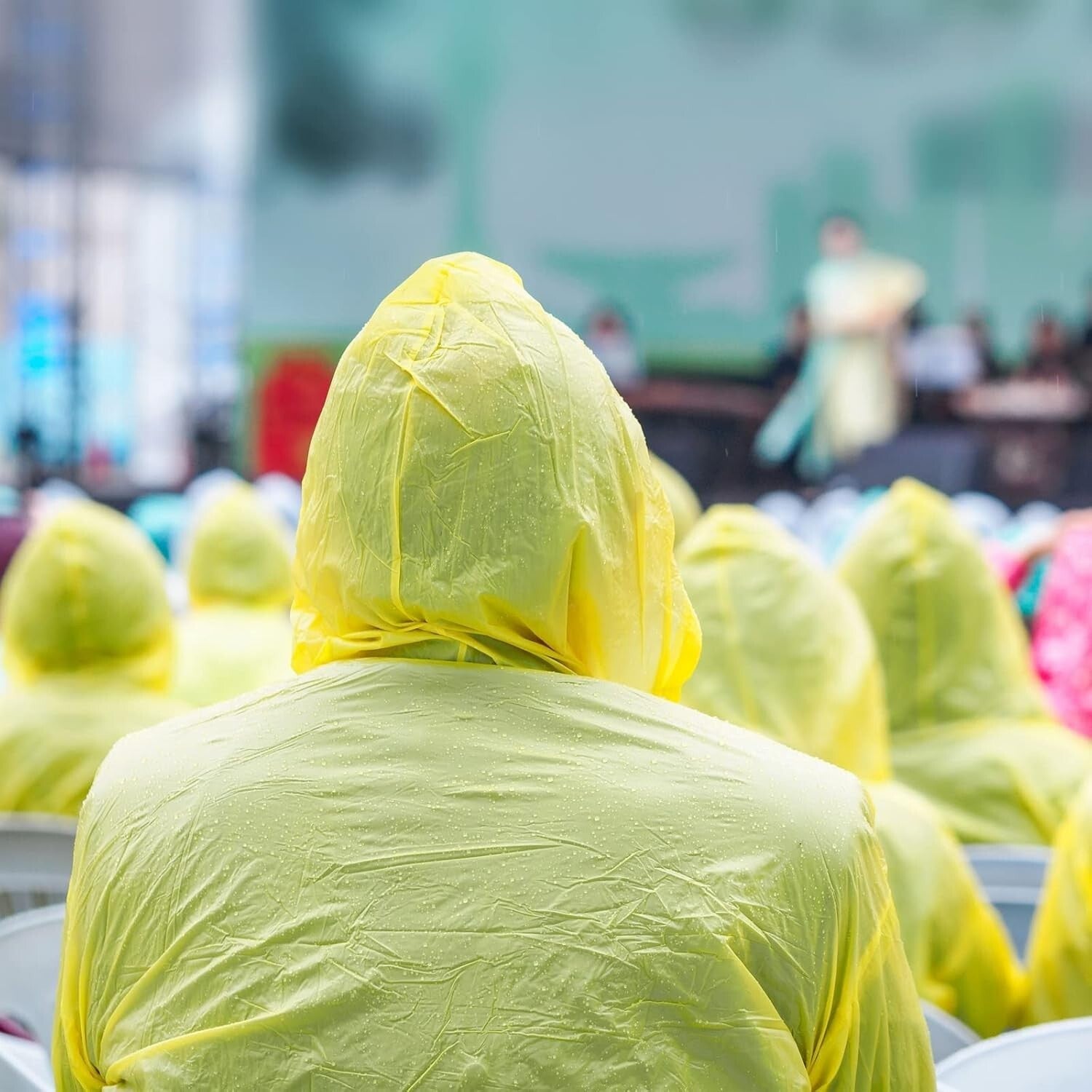 50 Pack Disposable Rainbow Rain Ponchos for Adults - Individually Wrapped
