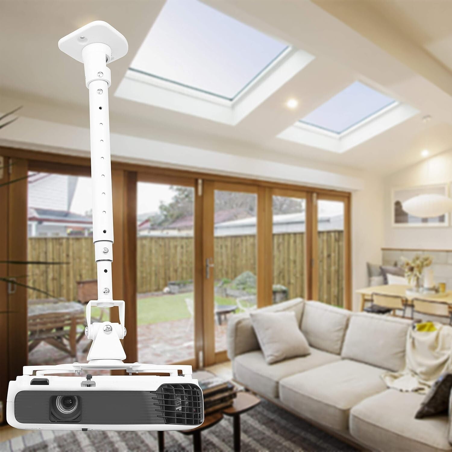 Full Motion Universal Ceiling Projector Mount - Adjustable Height & Extendable